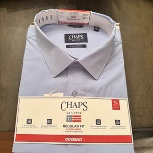 Chaps Men's Regular Fit Super Shirt XL 17-17.5 34/35 Blue Performance Dress NWT